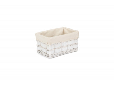 SMALL WHITE SCANDI STORAGE BASKET with WHITE LINING