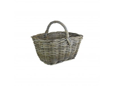 GREY RATTAN KINDLING BASKET