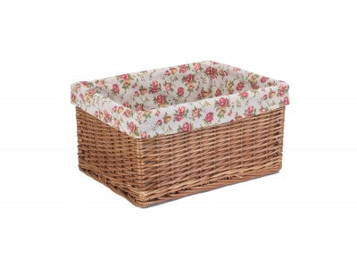 EXTRA LARGE DOUBLE STEAMED GARDEN ROSE LINED STORAGE BASKET