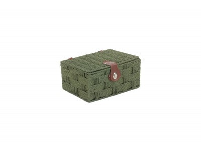 SMALL FOREST GREEN PAPER ROPE HAMPER