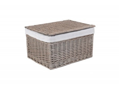 EXTRA LARGE ANTIQUE WASH STORAGE HAMPER with WHITE LINING