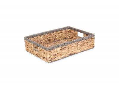 LARGE SHALLOW RECTANGULAR WATER HYACINTH STORAGE BASKET