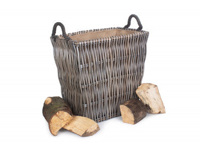 SMALL GREY RECTANGULAR LOG BASKET