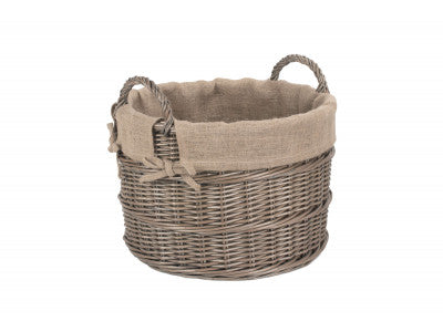 ROUND HESSIAN LINED LOG BASKET