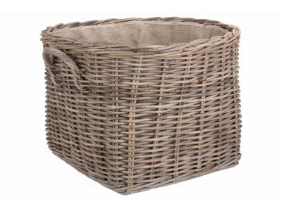 GRAND RATTAN CORDURA LINED LOG BASKET