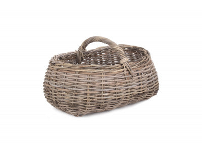 GREY RATTAN MARKET BASKET