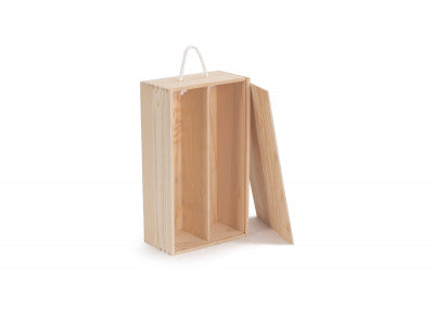 TWO BOTTLE SLIDING LID WOODEN BOX