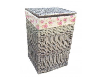 SMALL SQUARE LAUNDRY BASKET with GARDEN ROSE LINING