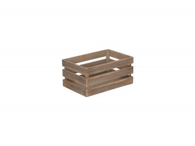 SMALL OAK EFFECT SLATTED WOODEN CRATE