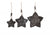 SET 3 HANGING GLITTER STAR DECORATIONS