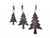 SET 3 HANGING GLITTER CHRISTMAS TREE DECORATIONS