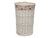 SMALL ROUND WHITE WASH LAUNDRY HAMPER with GARDEN ROSE LINING