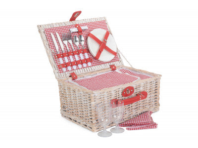 RED & WHITE GINGHAM 2 PERSON FITTED HAMPER