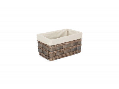 SMALL GREY SCANDI STORAGE BASKET with WHITE LINING