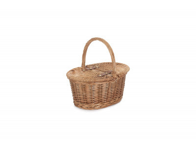 CHILDS LIGHT STEAMED FINISH OVAL PICNIC BASKET