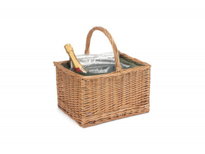 DELUXE BUTCHER'S BASKET with GREEN TWEED COOLER BAG