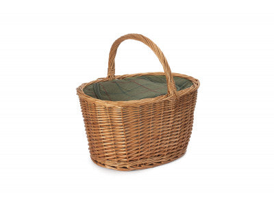 OVAL SHOPPING BASKET with GREEN TWEED COOLER BAG