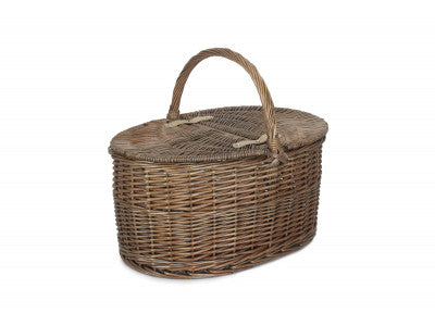 DEEP ANTIQUE WASH OVAL PICNIC BASKET