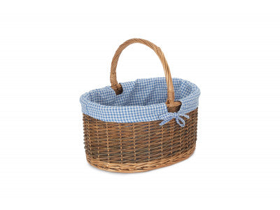 COUNTRY OVAL SHOPPER with BLUE & WHITE CHECKED LINING