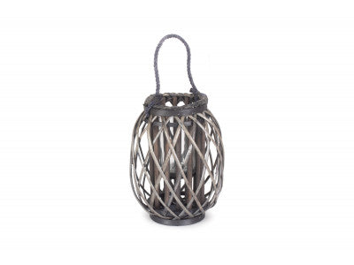 SMALL GREY WASH WILLOW CANDLE LANTERN