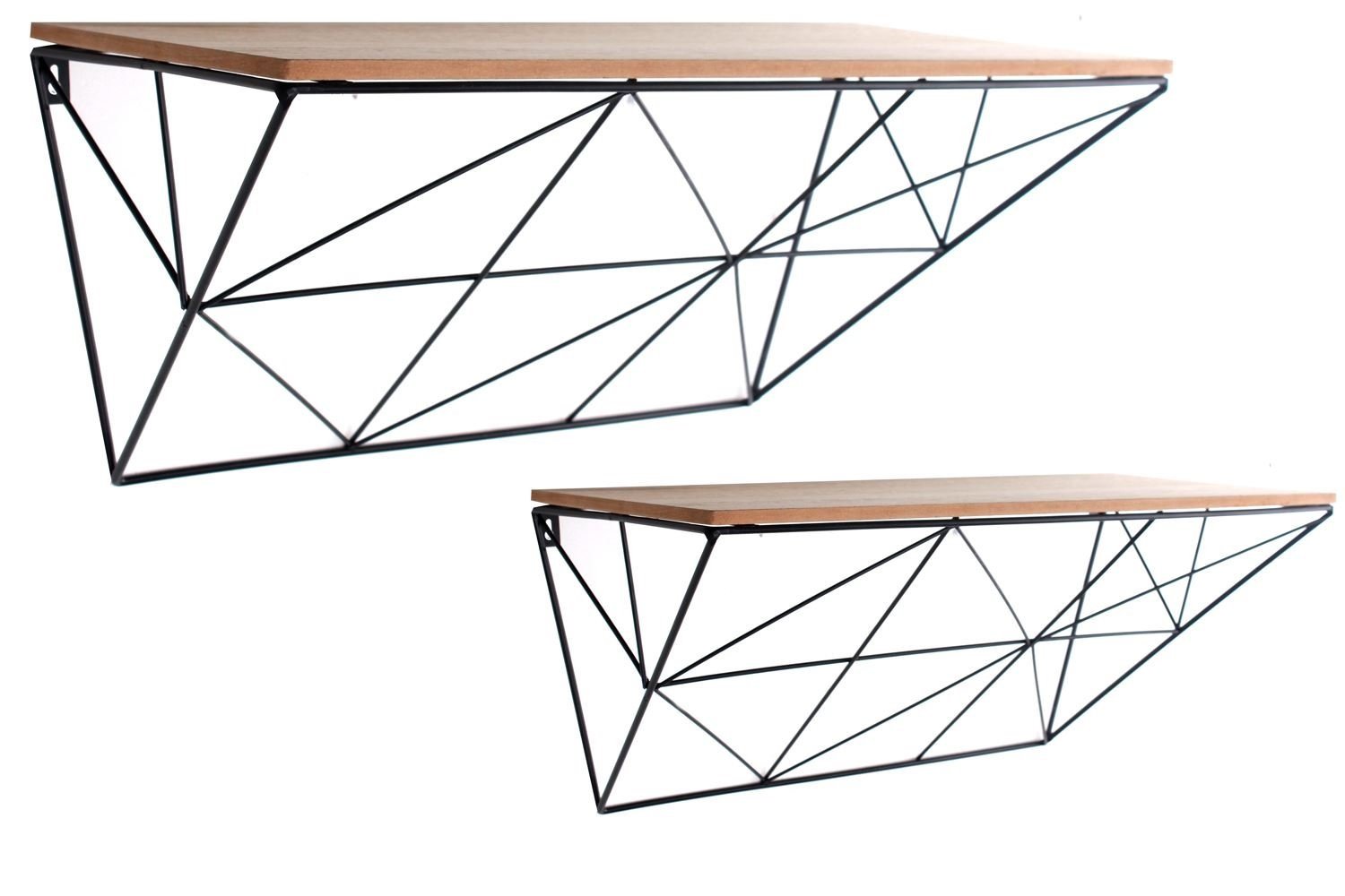 Set of 2 Black Geometric Shelves