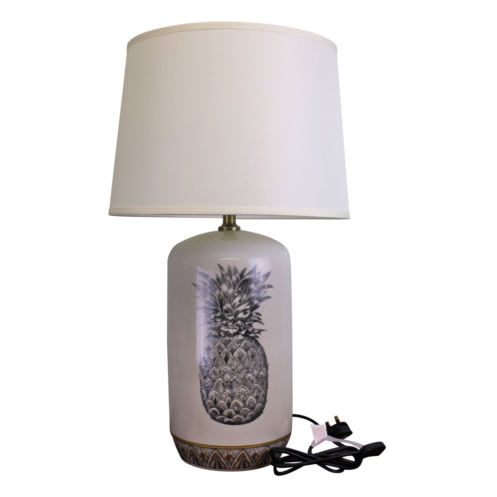 Black & White Ceramic Lamp with Pineapple Design 69cm