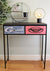 Black Console Table With 2 Drawers, Retro Design To Drawers