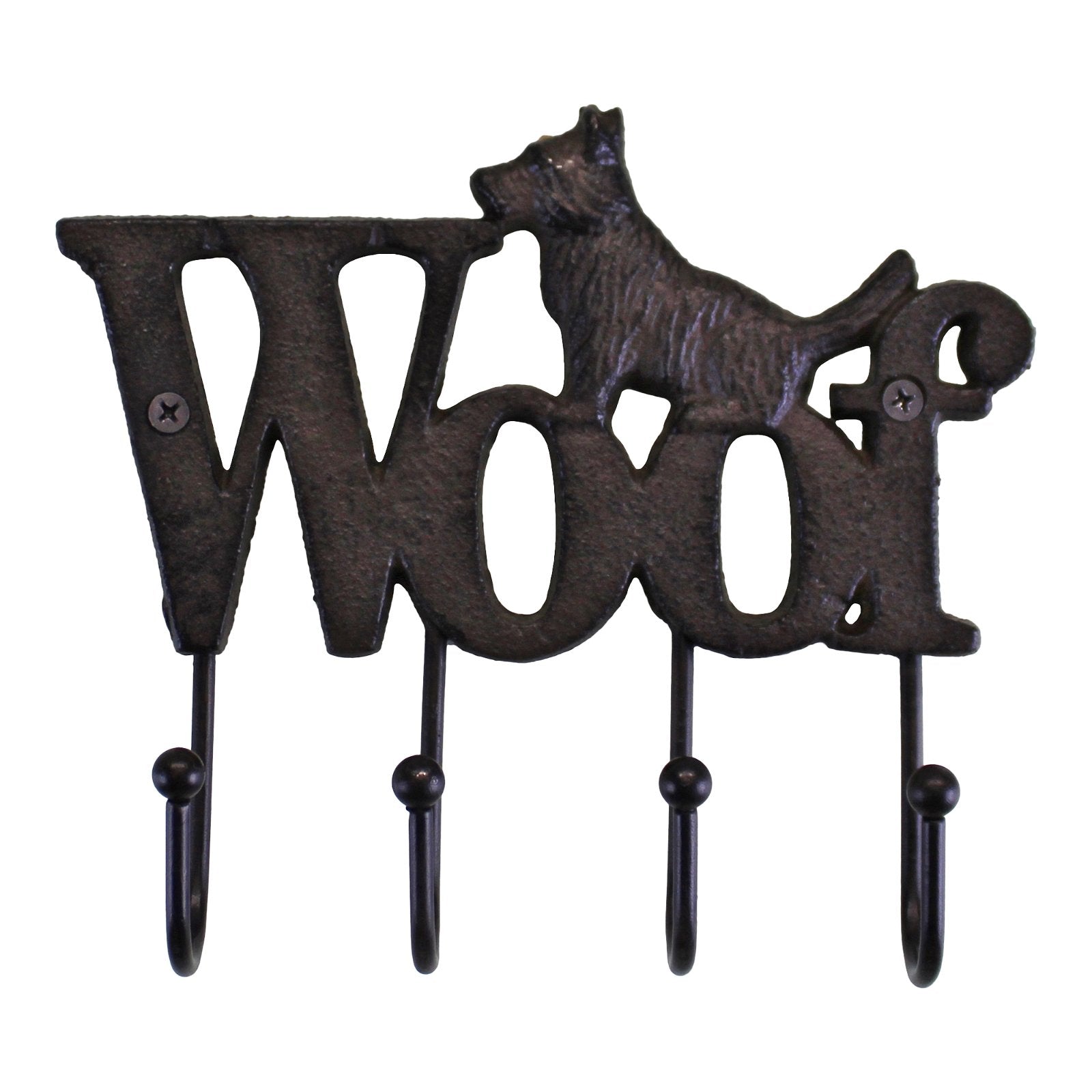 Rustic Cast Iron Wall Hooks, Dog Design With 4 Hooks - The Pop Up Deli