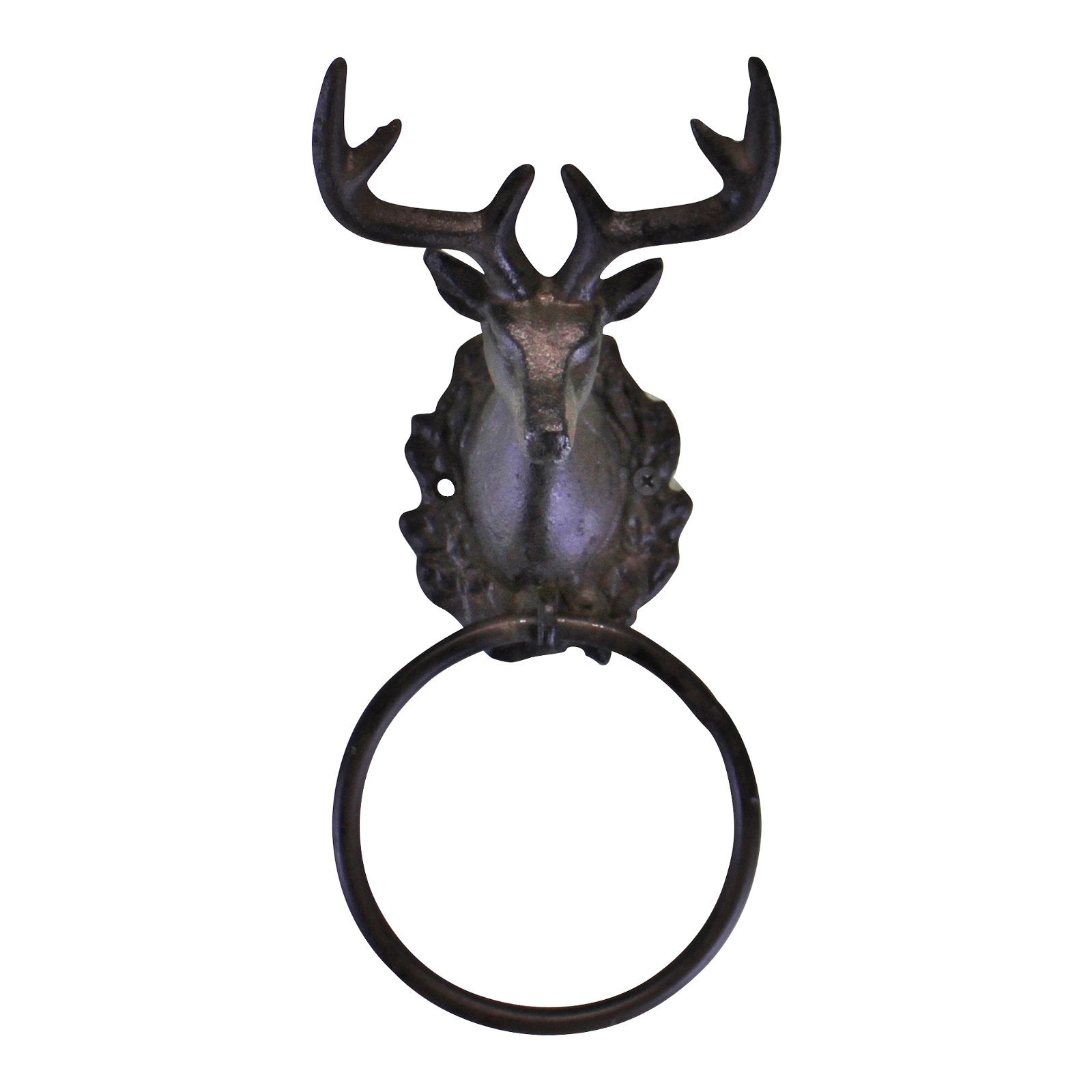 Cast Iron Rustic Towel Ring, Stag Head Design