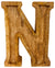 Hand Carved Wooden Embossed Letter N