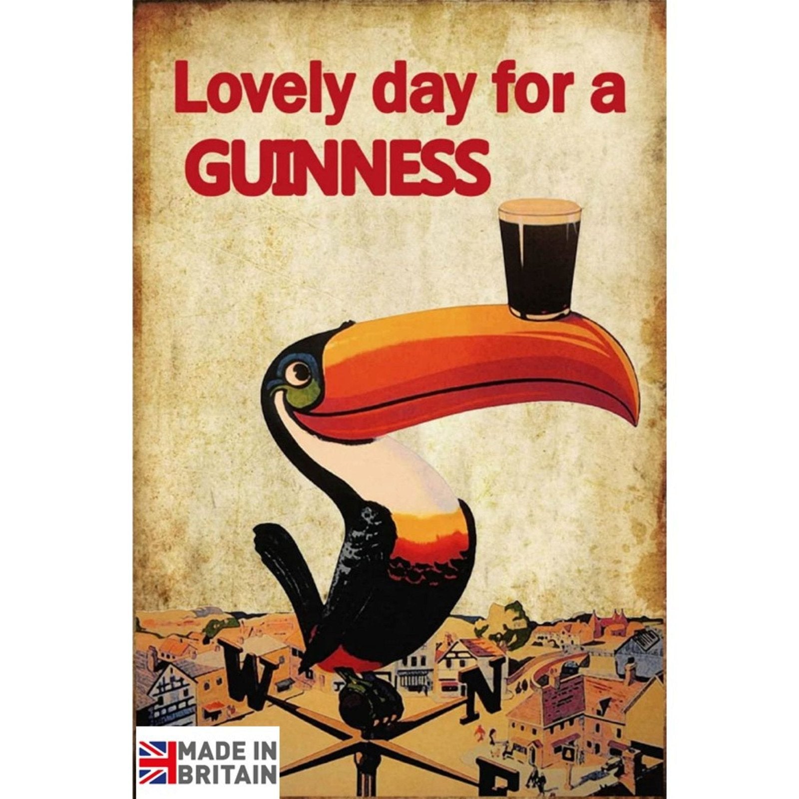 Small Metal Sign 45 x 37.5cm Beer Guinness Bird