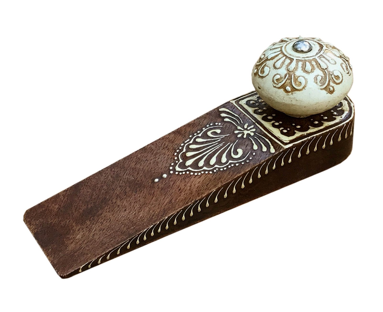 Brown Doorstop With Wooden Knob