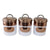 Set of 3 Tea, Coffee & Sugar Canisters, Copper & White Metal Design