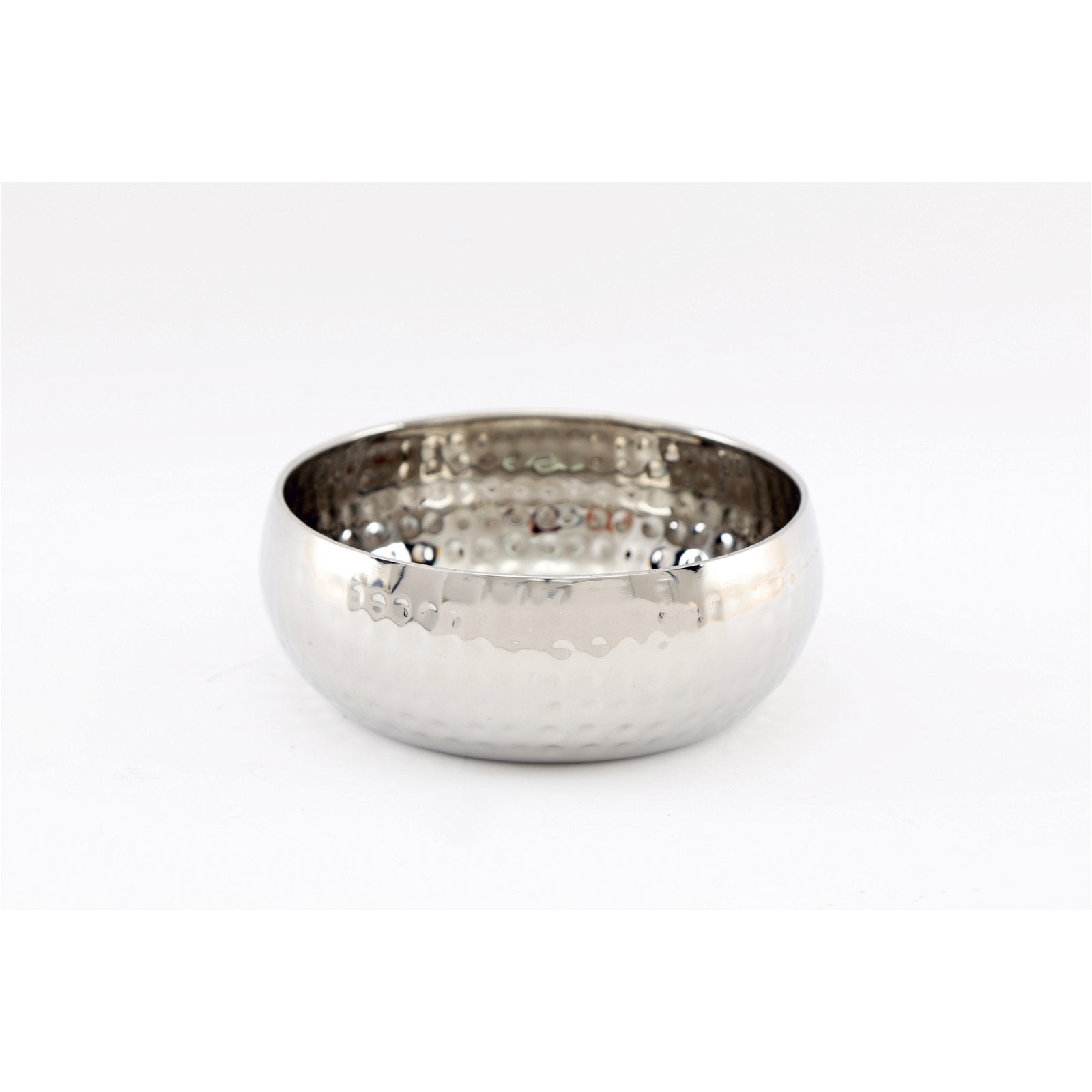 Small Round Silver Hammered Bowl 16cm