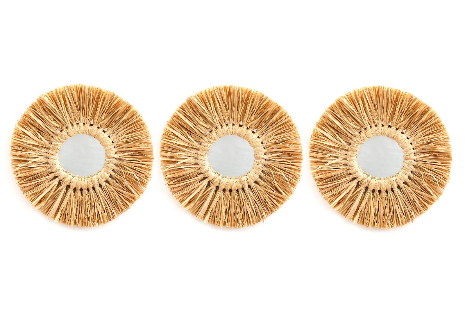 Set of Three Dried Grass Mirrors