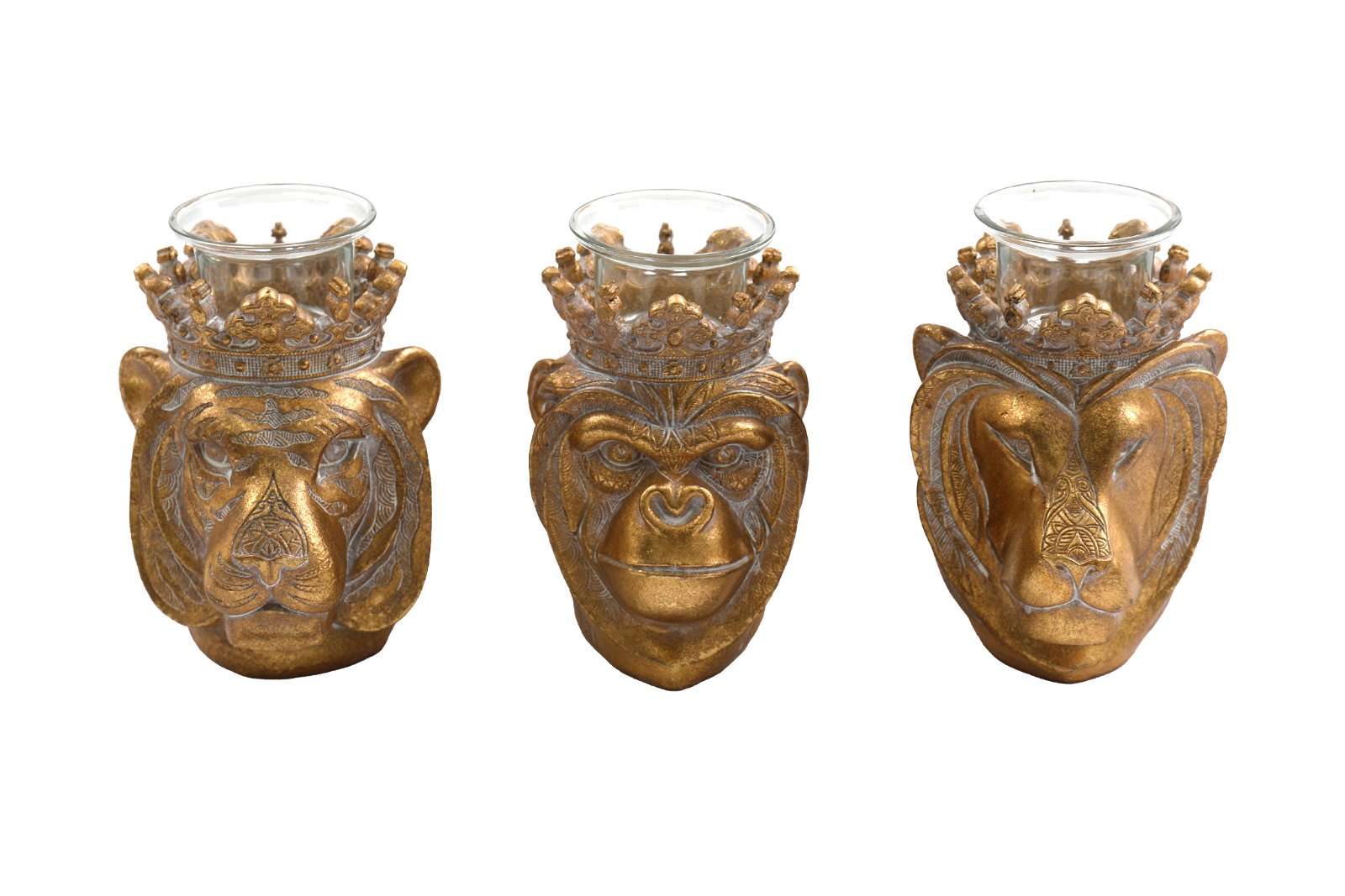 Set of 3 13cm Animal Head Candle Holder