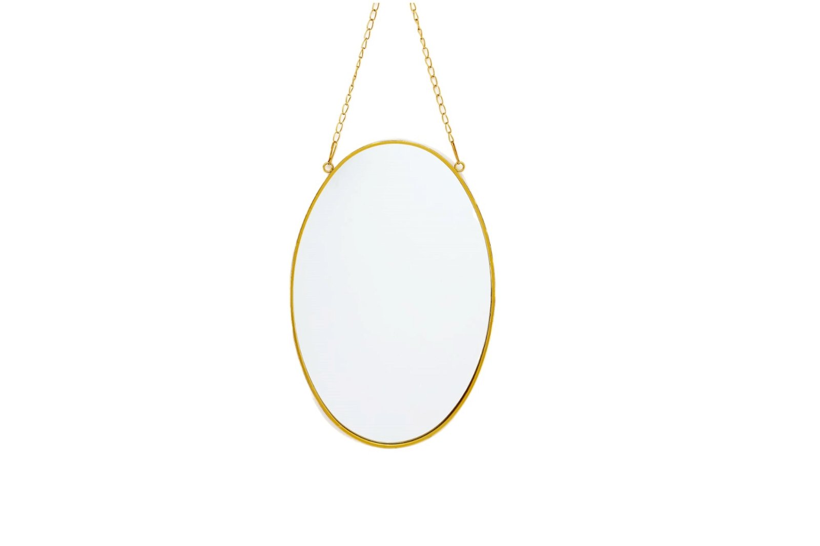 Gold Hanging Oval Mirror