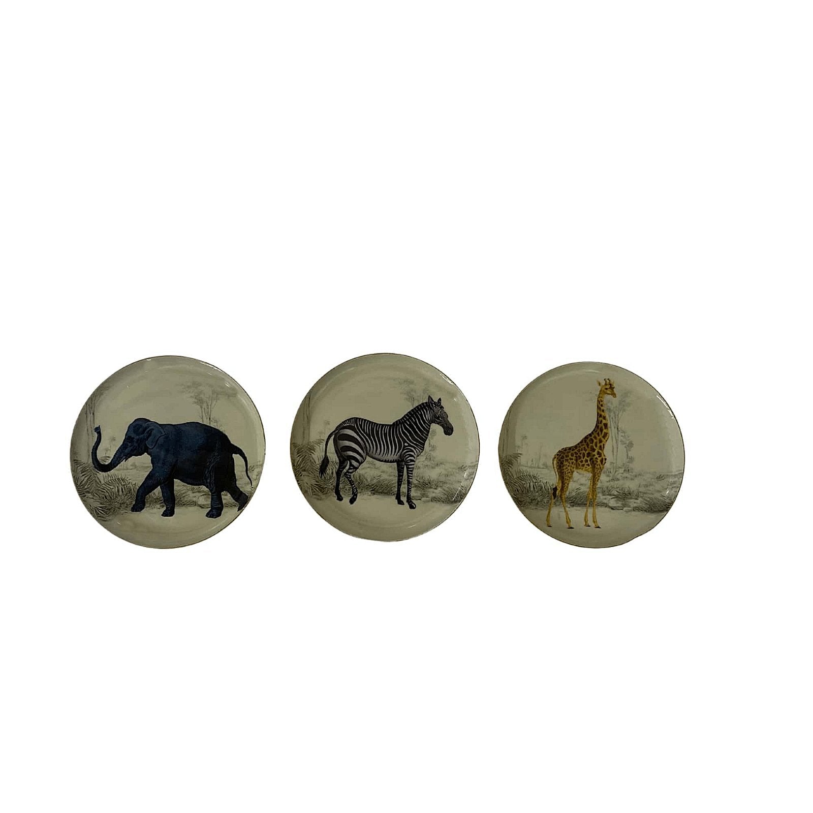 Set of Three Metal Safari Themed Coasters