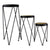 Set of 3 Black Metal and Wood Effect Plant Stands