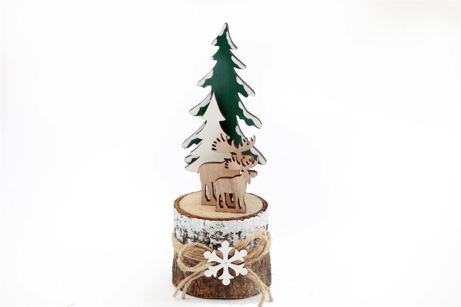 Woodland Scene With Trees & Deer Decoration 19cm