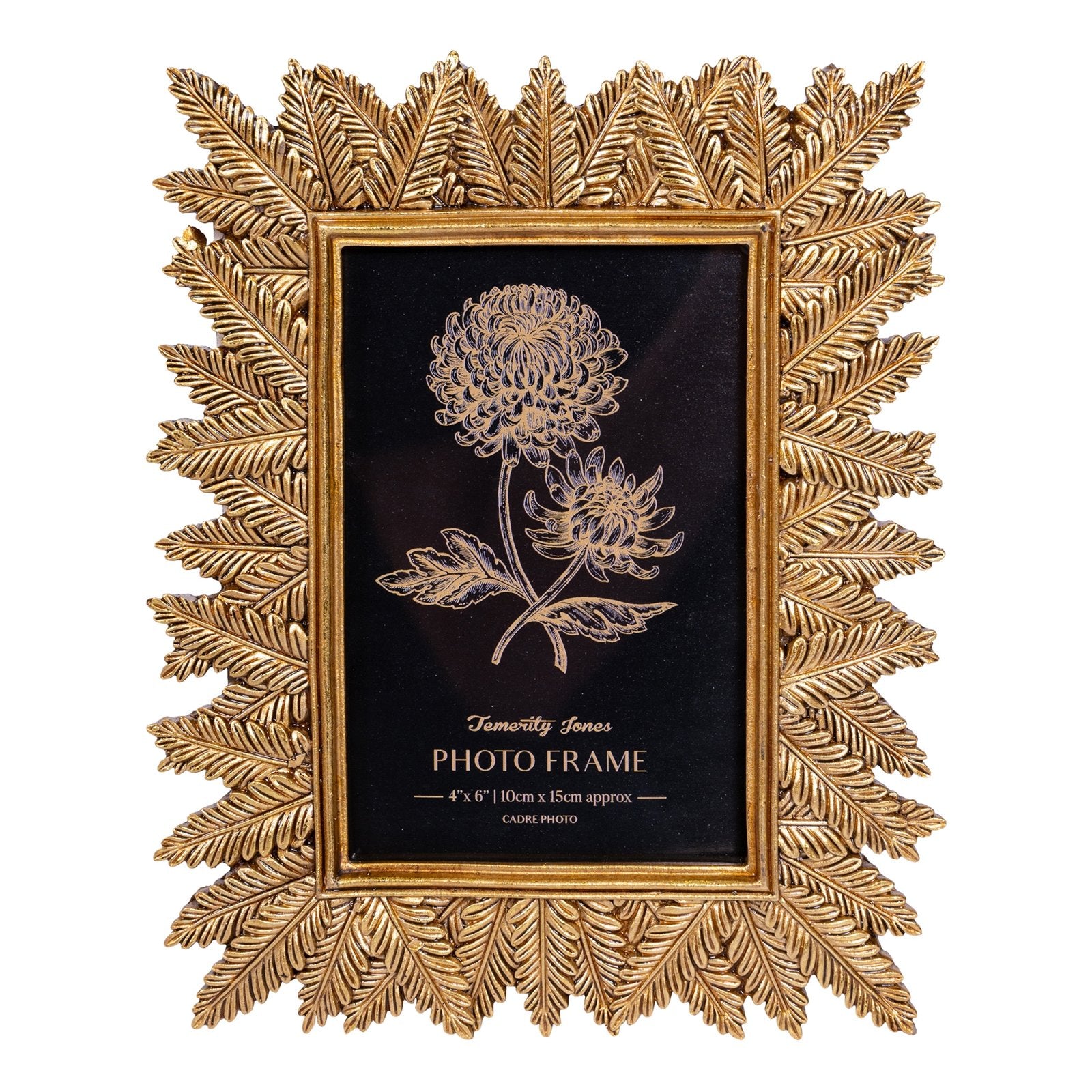 Photo Frame Edged With Golden Leaf Design 4x6"