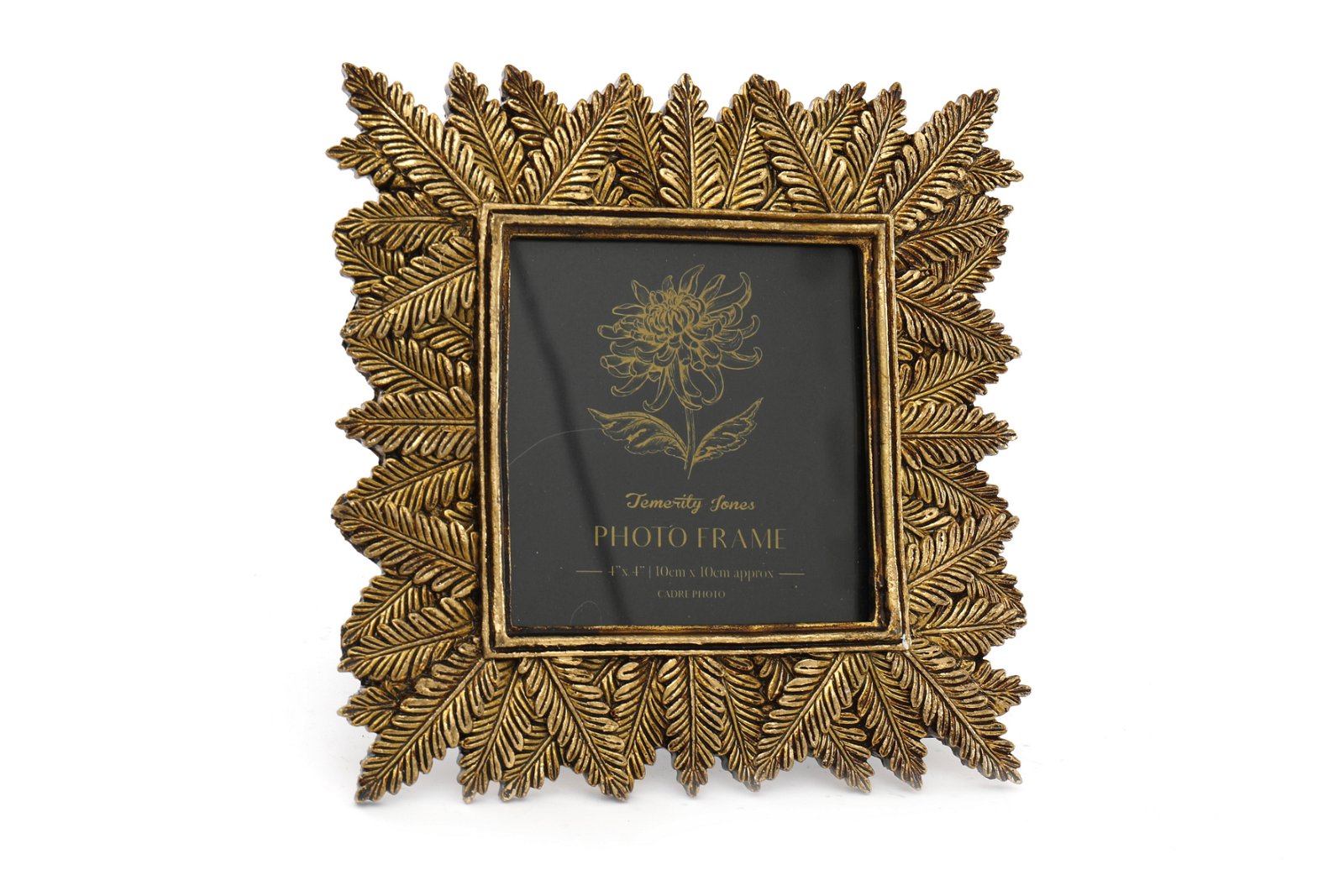 Photo Frame Edged With Golden Leaf Design 4x4"