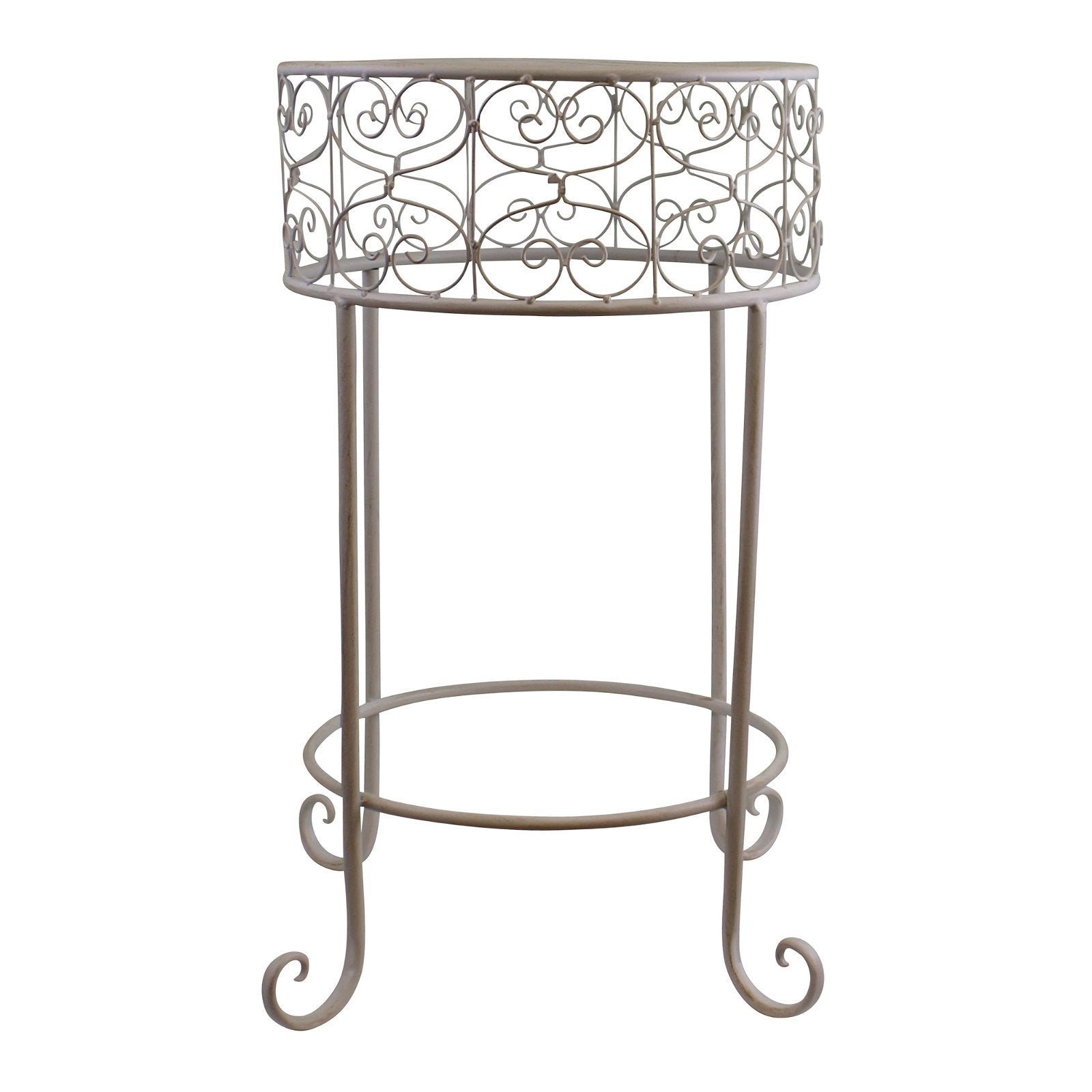 Cream Scroll Metal Plant Stand